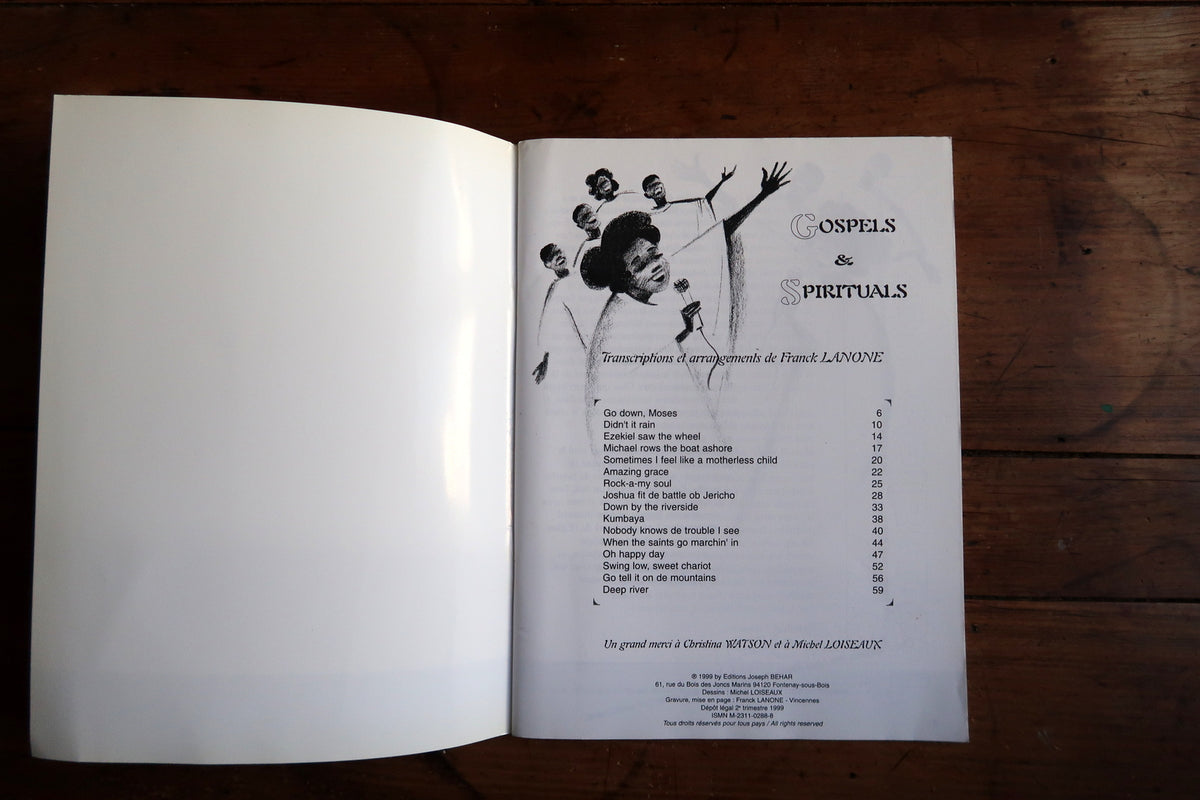Full front cover showing Gospels & Spirituals and the Franck Lanone arrangement credit.