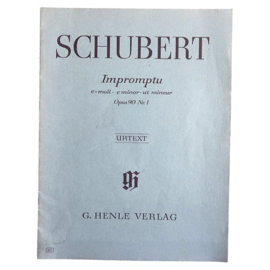 Schubert Impromptu Opus 90 No. 1 Henle Urtext score with pale blue-grey paper cover.