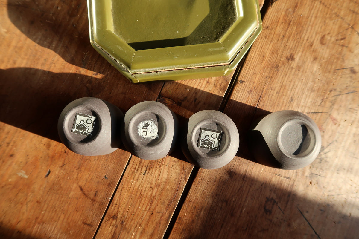 Handmade Vietnamese ceramic tea set, minimalist aesthetic with neutral tones