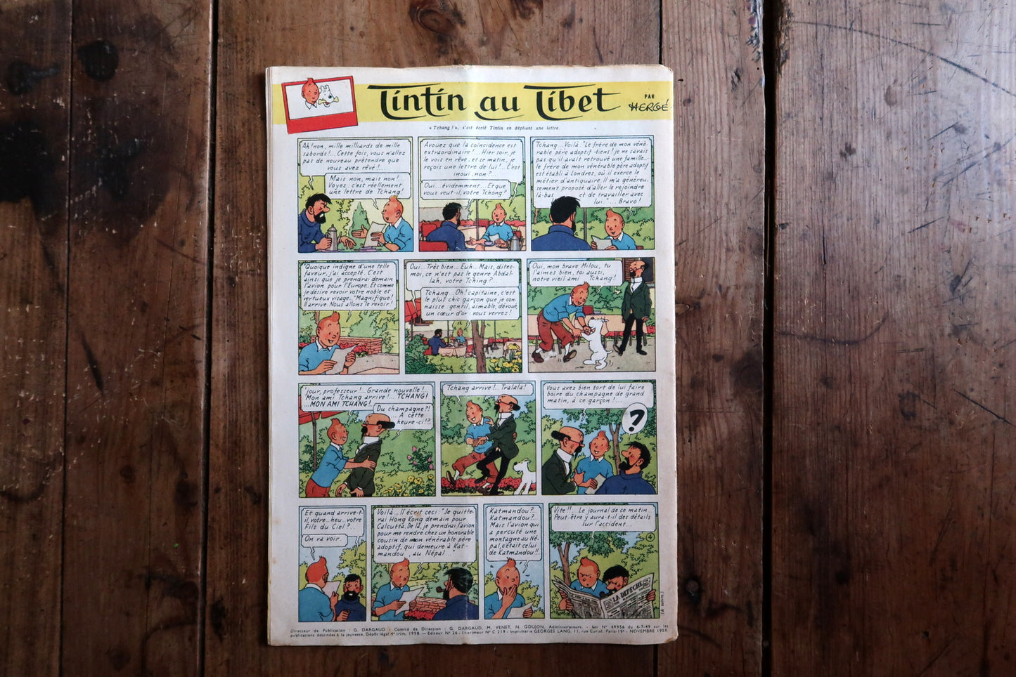 Le Journal de Tintin 1958 cover view, original comic magazine with colorful artwork
