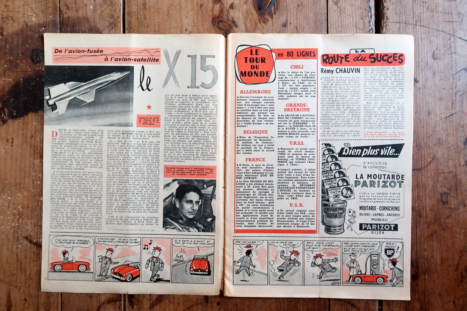 Tintin magazine close-up, showing vintage print details and aged paper