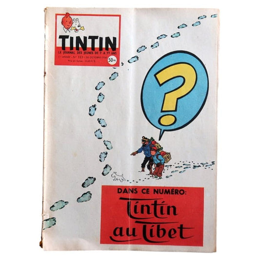 Original Tintin magazine No 523 October 1958, Le Journal de Tintin vintage comic