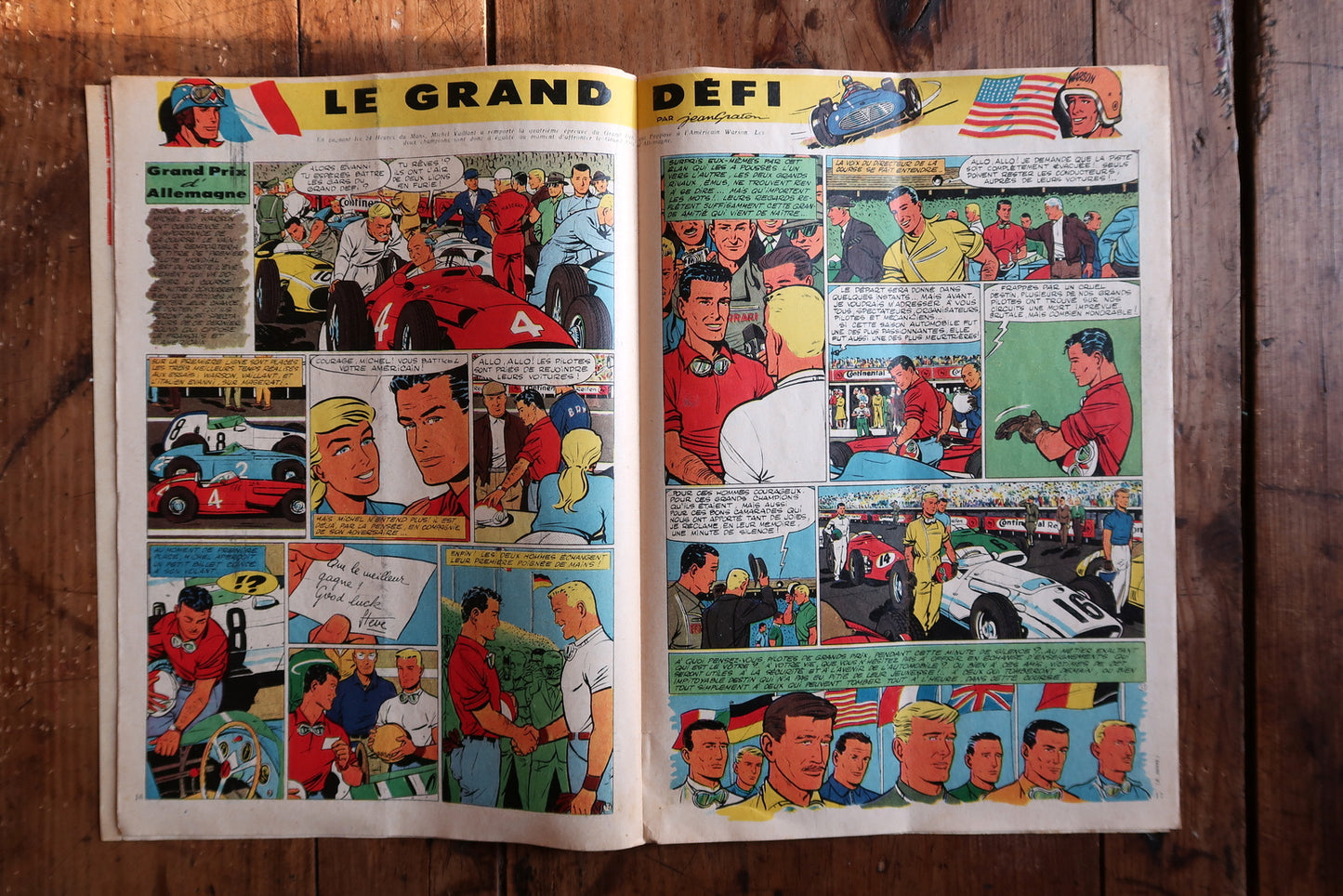 Tintin magazine close-up, showing aged paper texture and vintage print detail