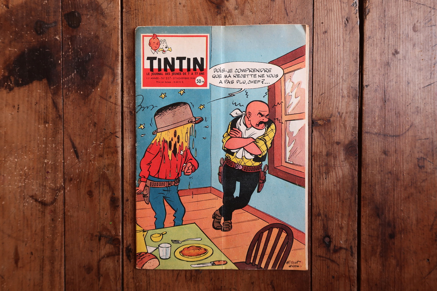 Vintage Tintin magazine 1958 issue 523, French weekly illustrated publication