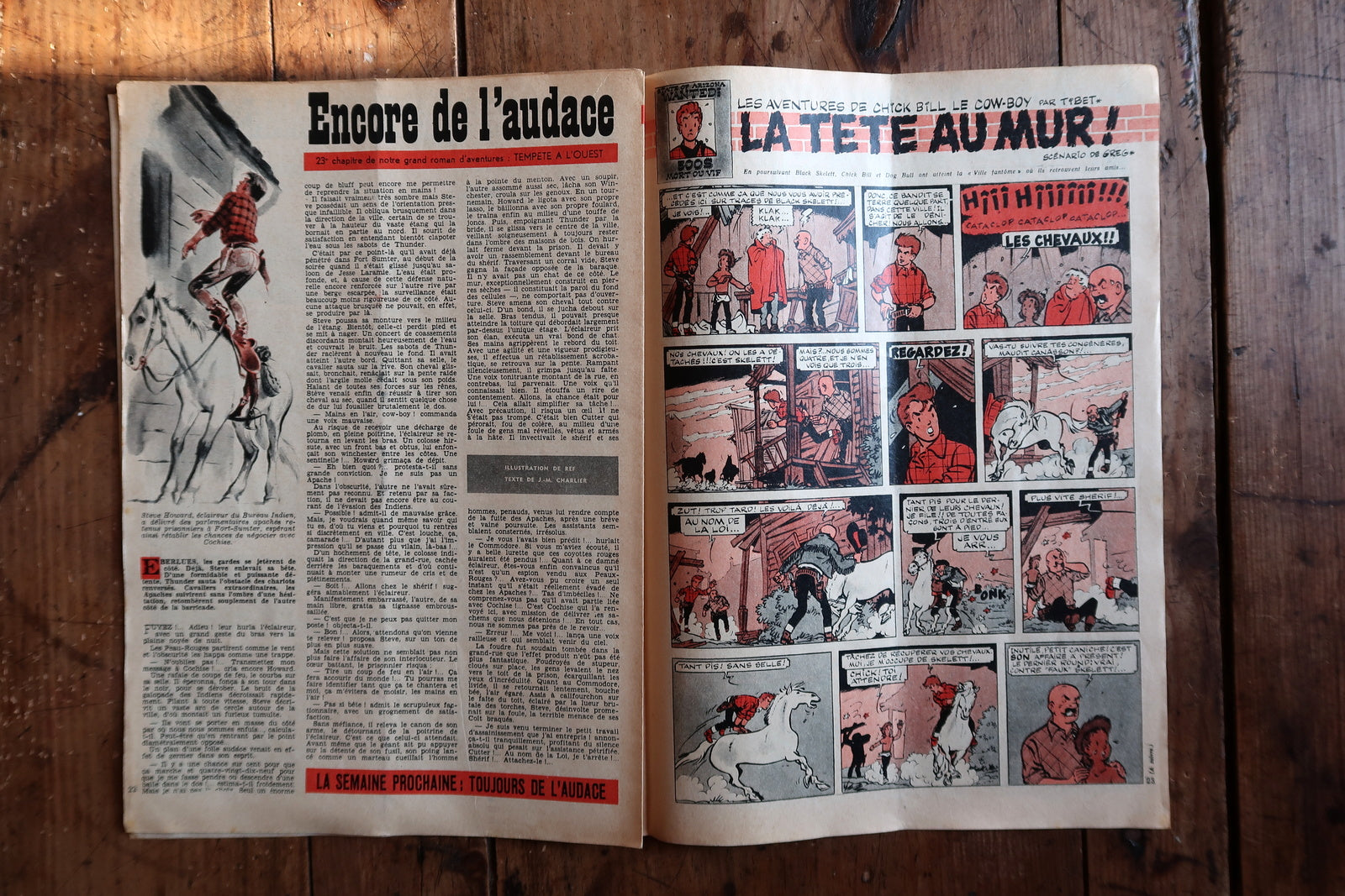 Vintage Tintin magazine full view, issue 528 with detailed illustrated cover