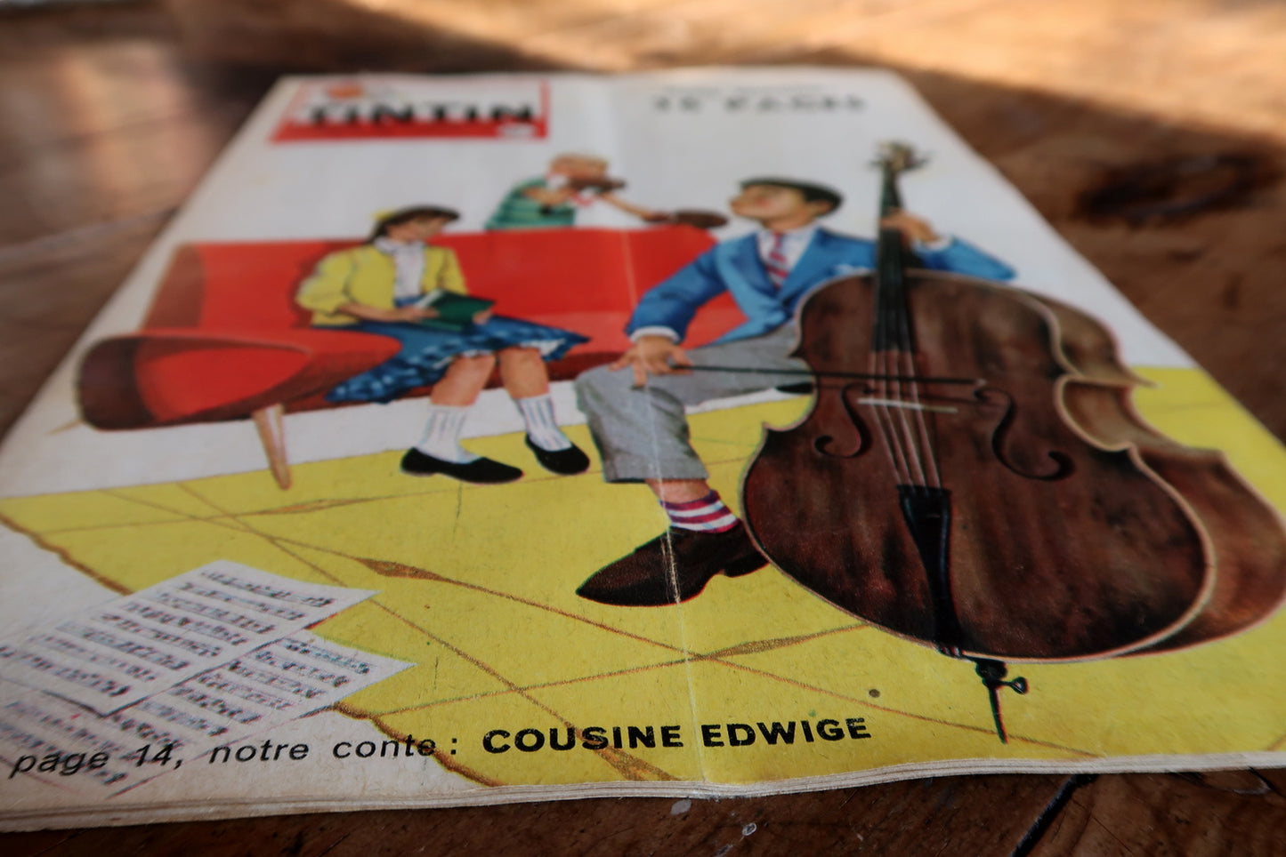 Le Journal de Tintin detail, typography and comic artwork from 1958
