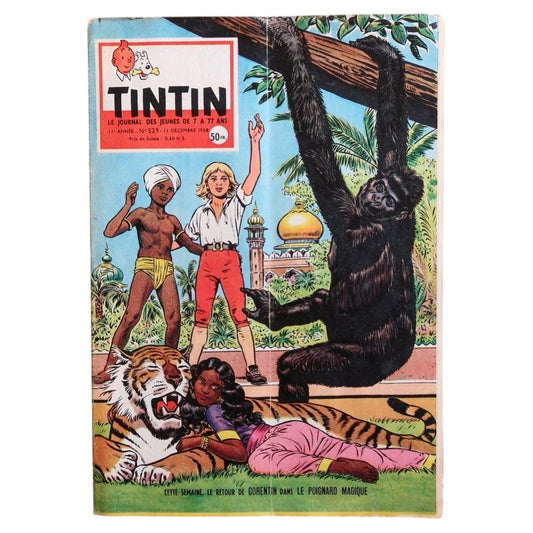 Original Tintin magazine No 529 December 1958, Le Journal de Tintin vintage comic