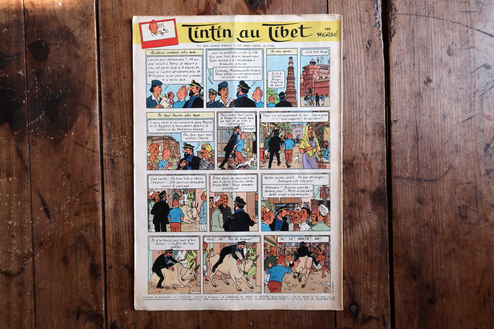 Le Journal de Tintin No 529 cover view, colorful mid-century comic artwork