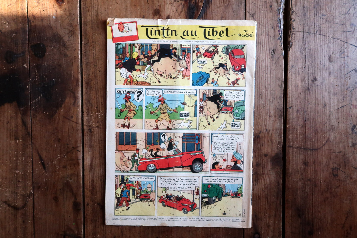 Le Journal de Tintin No 530 cover view, festive 1958 Christmas artwork