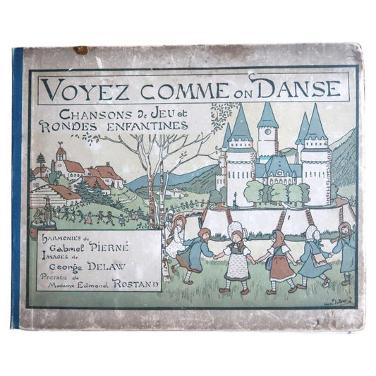 Antique French illustrated children’s music book circa 1920, Art Deco style cover