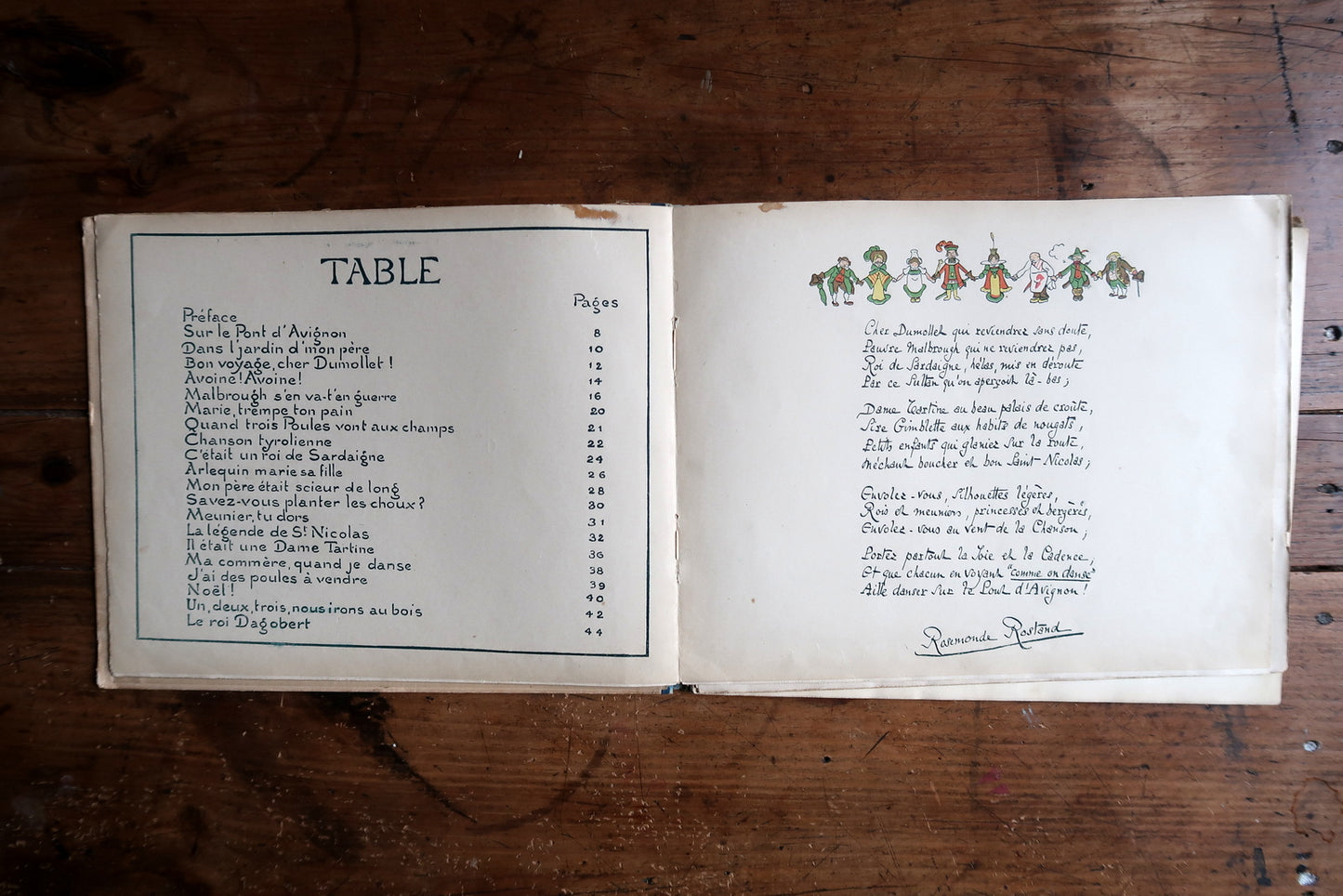 Vintage French children’s songbook, illustrated music book with Art Deco design