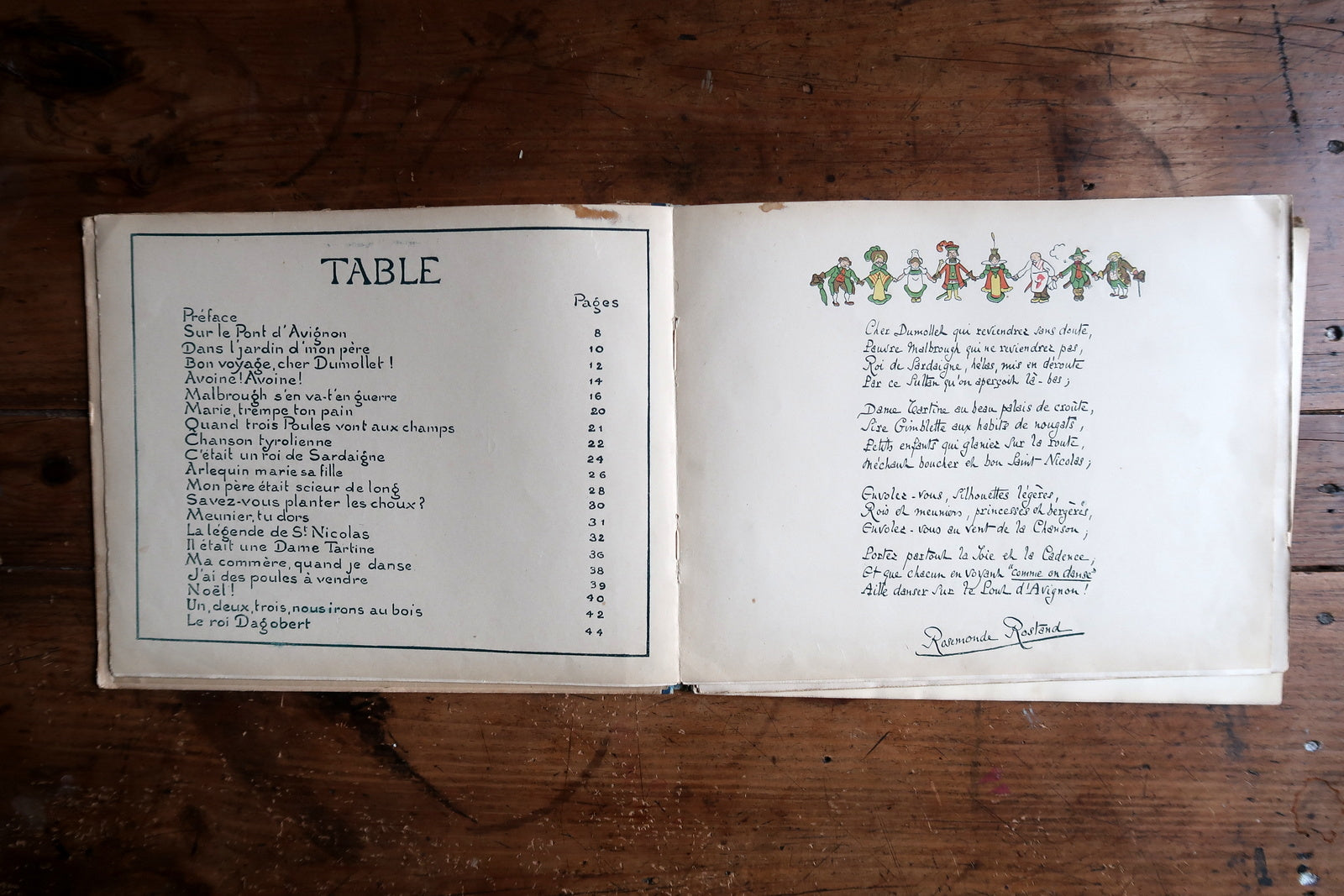 Vintage French children’s songbook, illustrated music book with Art Deco design