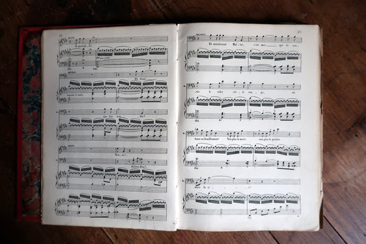 Vintage Faust opera score, French music book with vocal and piano notation