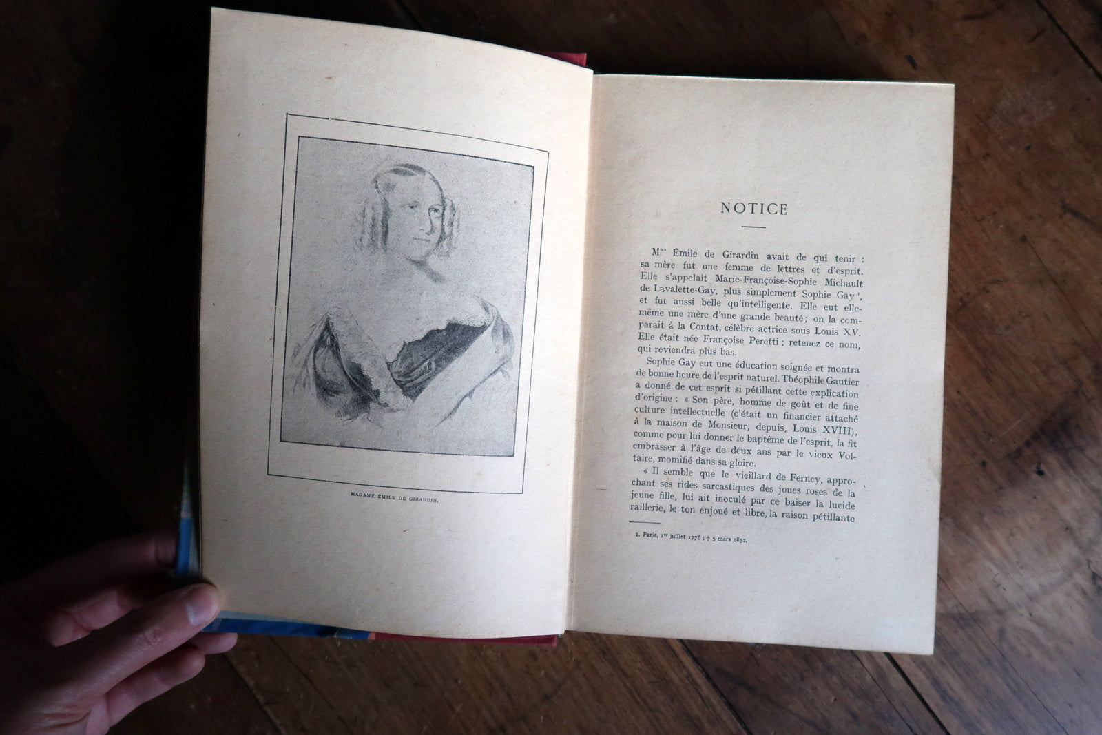 Antique French playbook detail, printed text and period typography