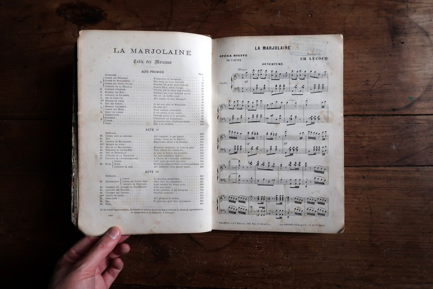 Antique La Marjolaine score interior pages, detailed sheet music and lyrics