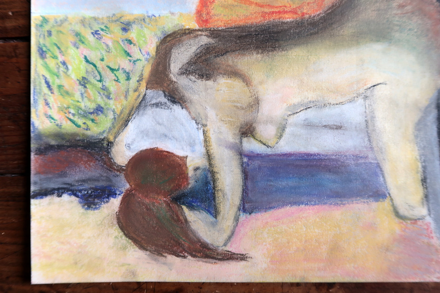 Charcoal nude study artwork, abstract human figure with fluid contours