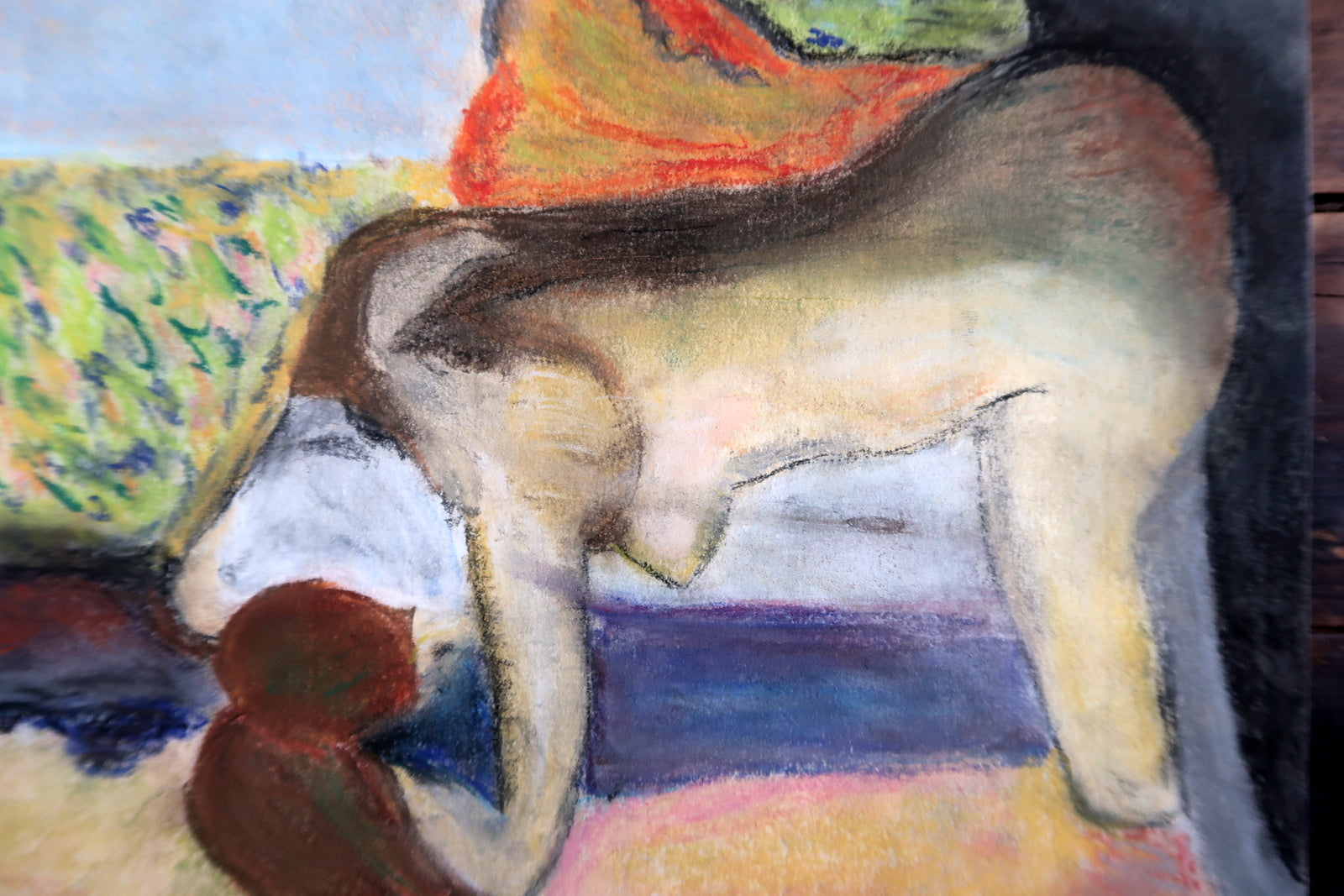 Vintage 1970s figurative drawings, modern art nude studies on paper