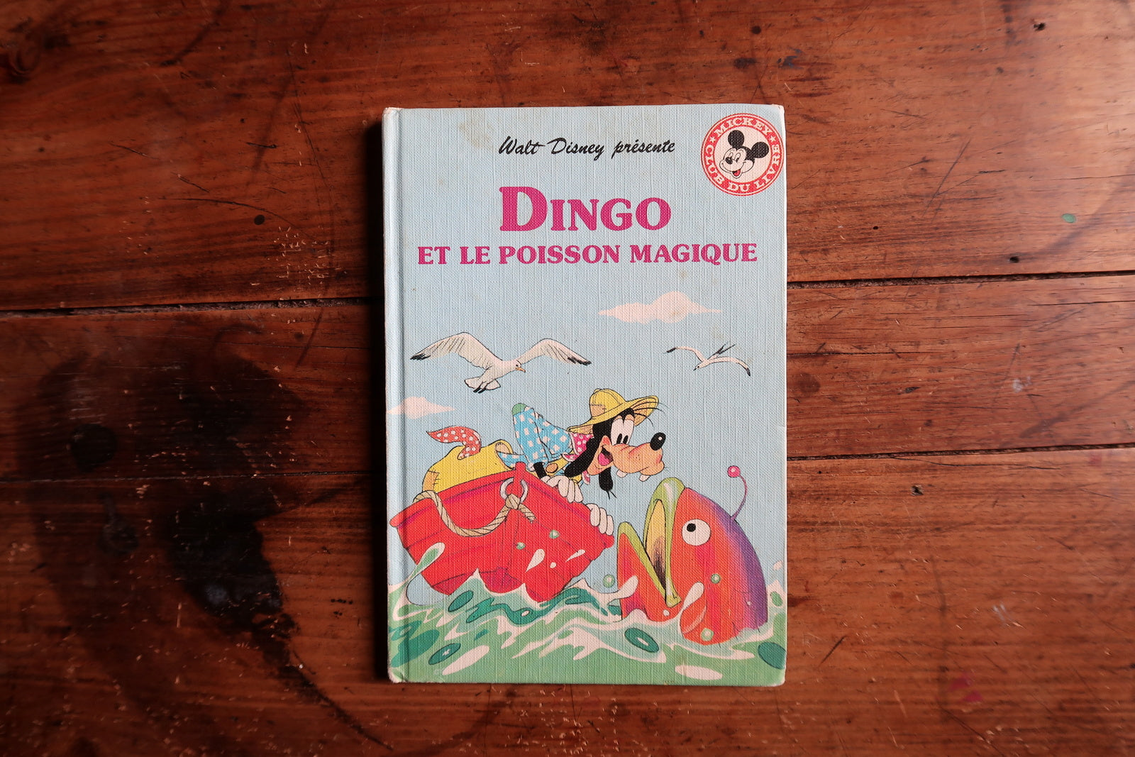 Vintage Disney children’s book close-up, showing bright cartoon illustrations
