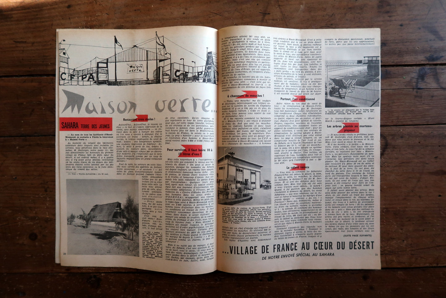 Complete view of Tintin magazine No. 554 June 1959 published by Le Lombard, featuring surrealist cover art and editorial content including Sahara-themed reportage.

