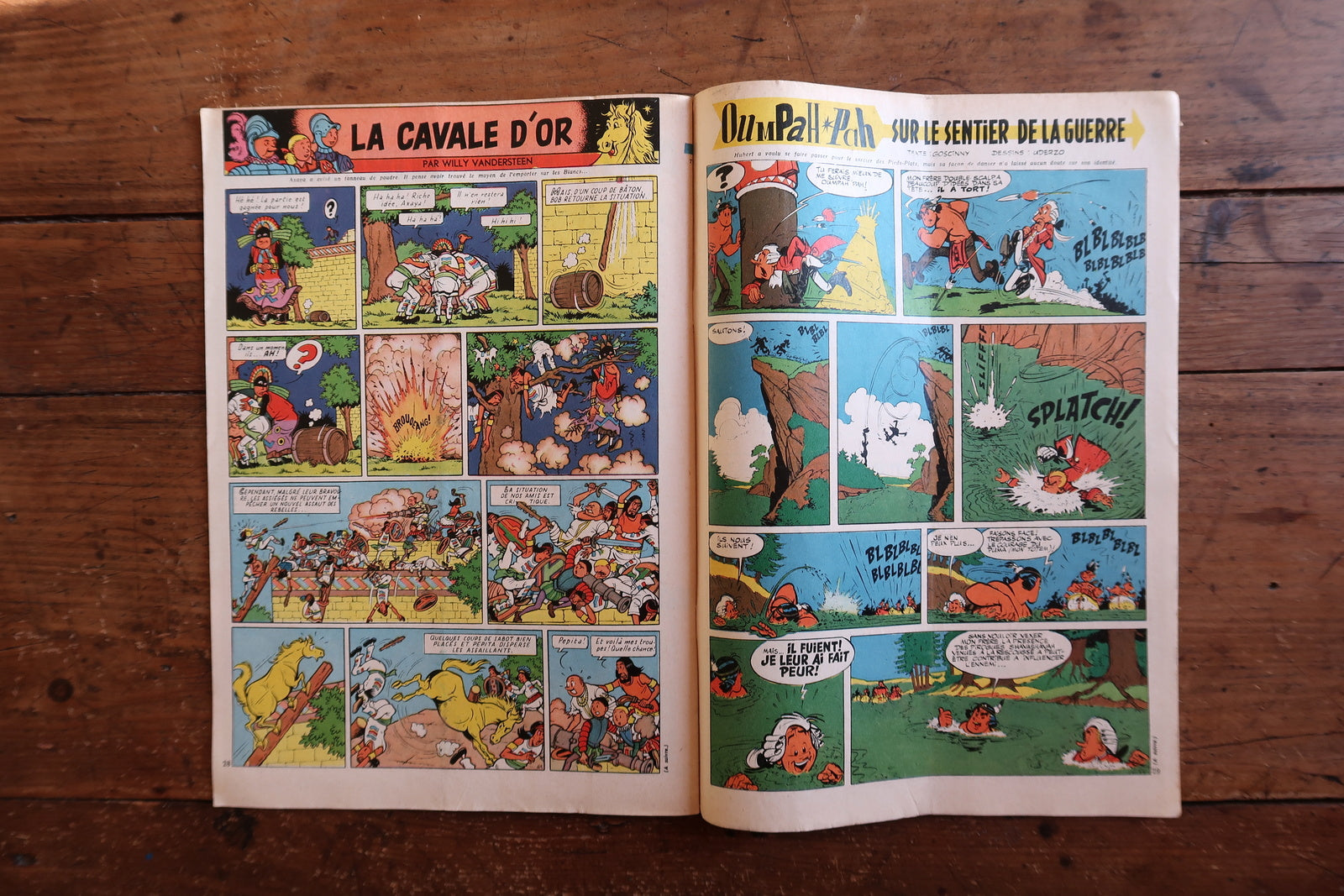 Decorative vintage French comic magazine with a dynamic cover showing a small armored knight facing a cat, rendered in clean, bold mid-century graphic composition.

