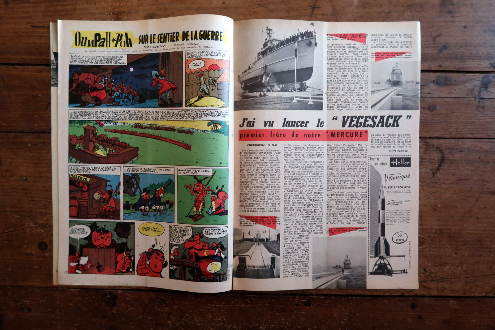 Decorative vintage French comic magazine with a noir-style cover featuring Ric Hochet, rendered in bold black, red, and white graphic composition with postage stamp motifs.

