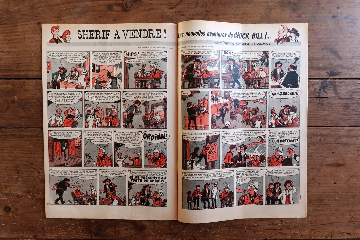 Back cover and spine detail of a January 29, 1959 Tintin comic magazine in good vintage condition with a visible center fold mark, light wear, small creases, and edge wear.

