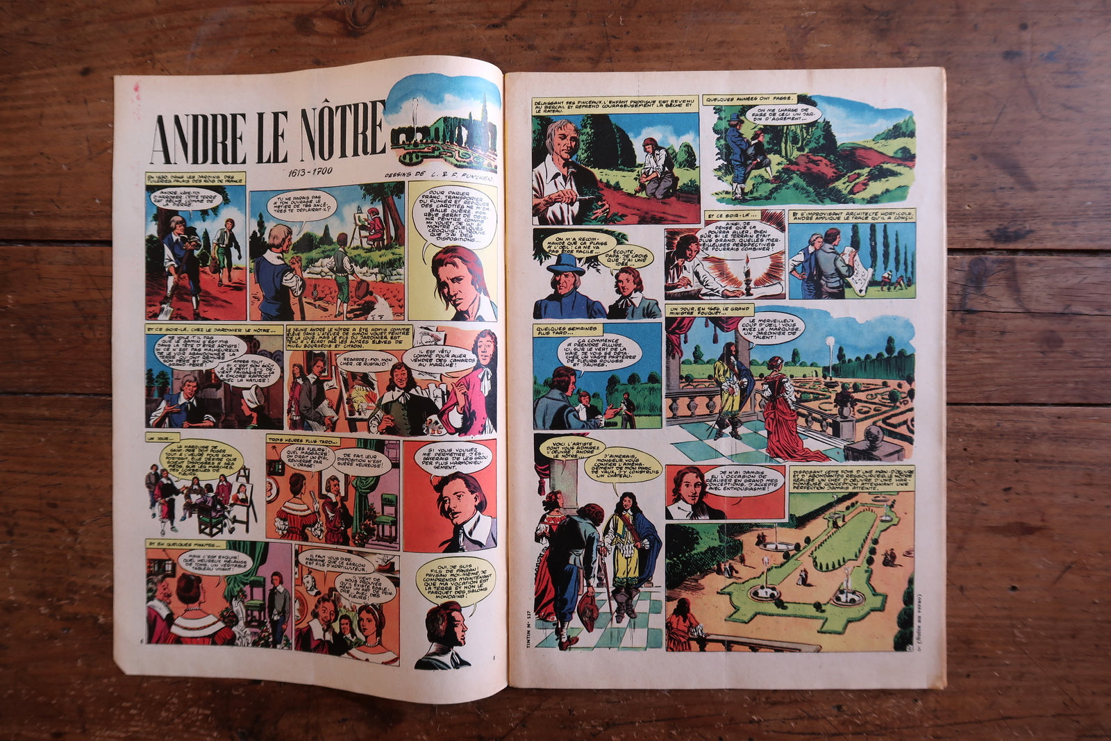 Collectible 1959 Tintin magazine – Le Journal des Jeunes – featuring an aviation-themed jet cover and interior pages including a continuation of “Tintin au Tibet” by Hergé.

