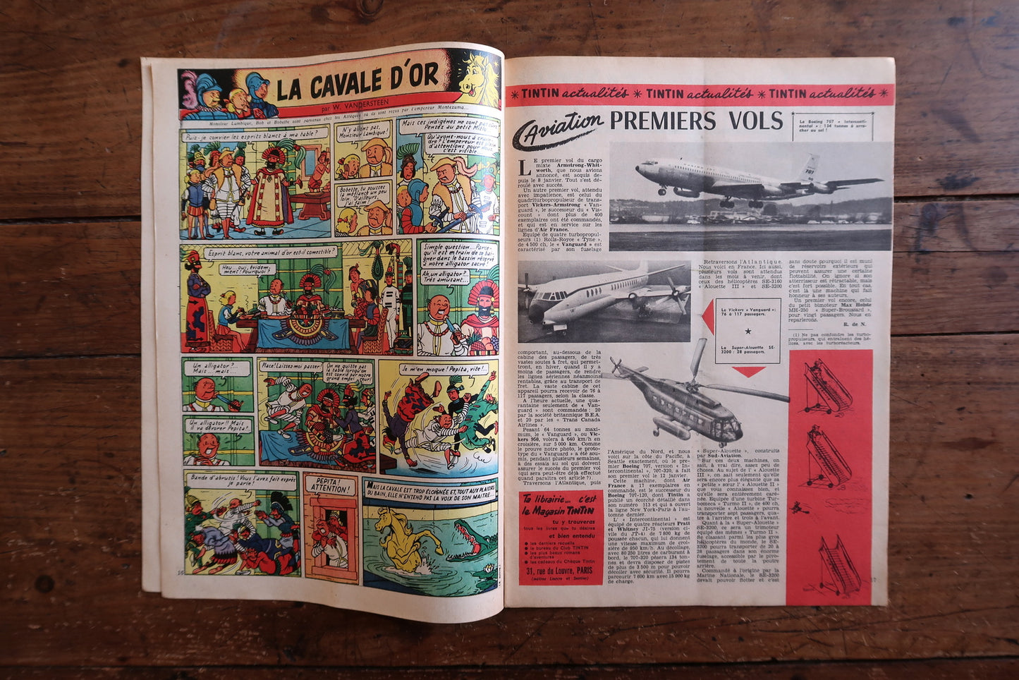 Collectible 1959 Journal de Tintin featuring the very first appearance of Michel Vaillant – "Le Pilote Sans Visage" – along with interior content including S.O.S. Météores by E.P. Jacobs (Blake & Mortimer).

