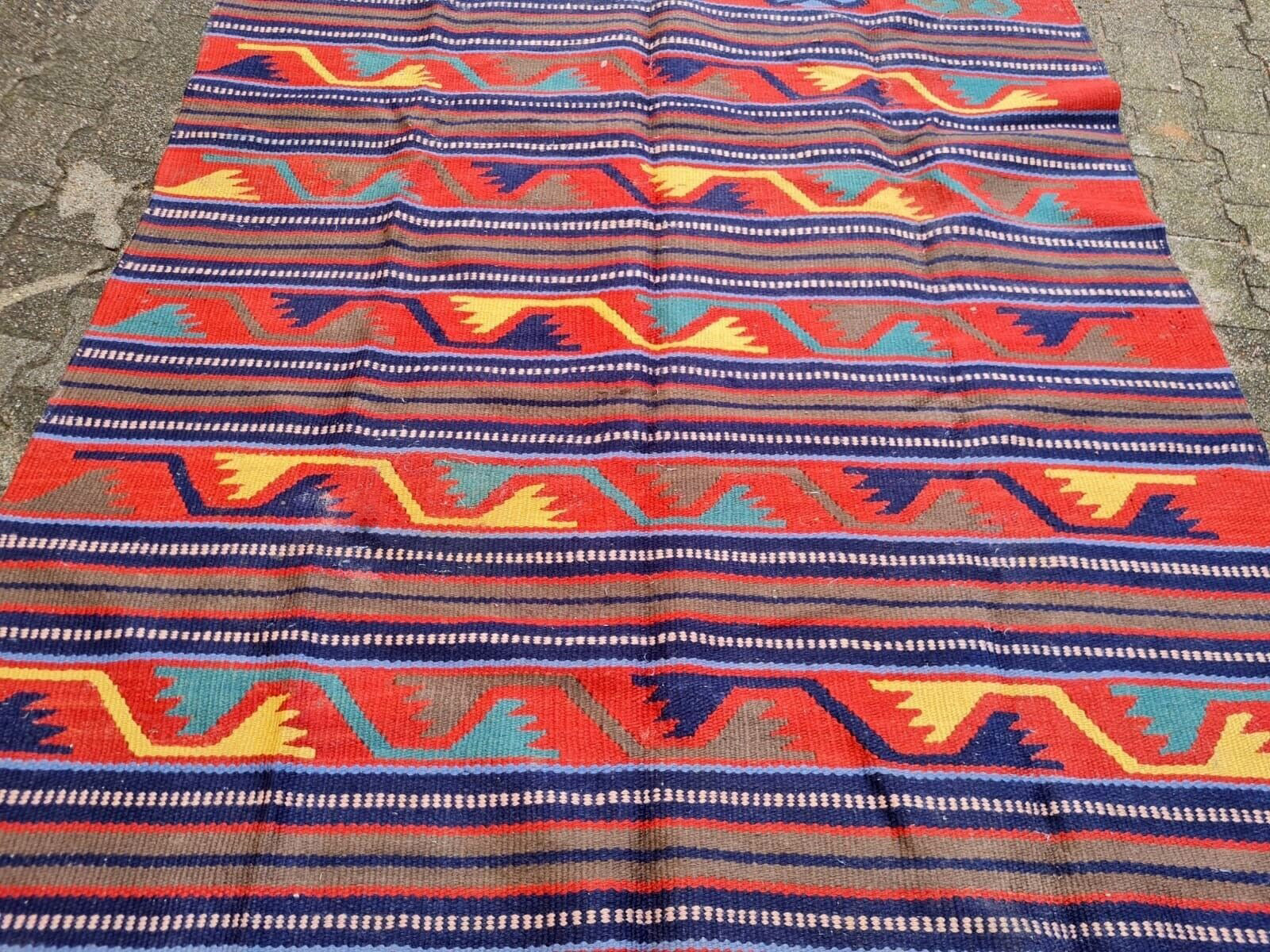 Edge detail of vintage ethnic kilim

