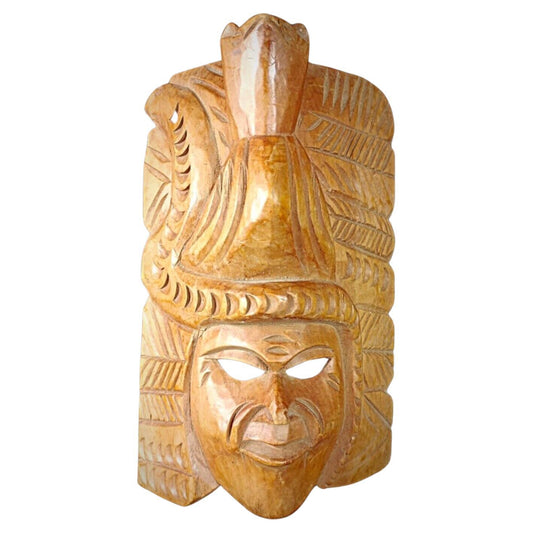 Antique hand-carved Maya wooden mask from the 20th century
