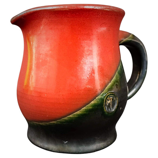 Modern art ceramic pitcher signed by Michel Poully — contemporary decor
