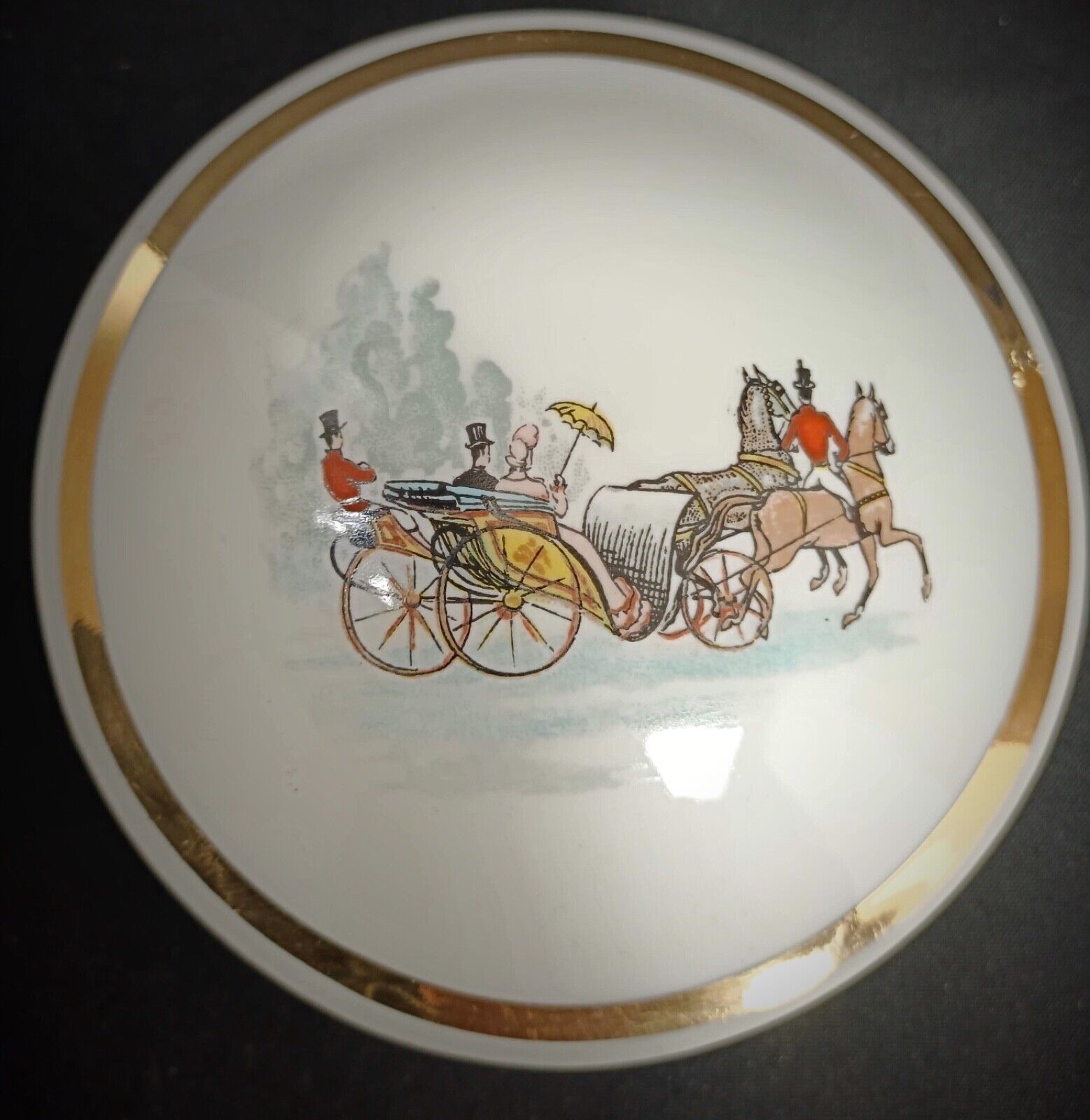 Antique L.F. porcelain trinket box with gilding details
