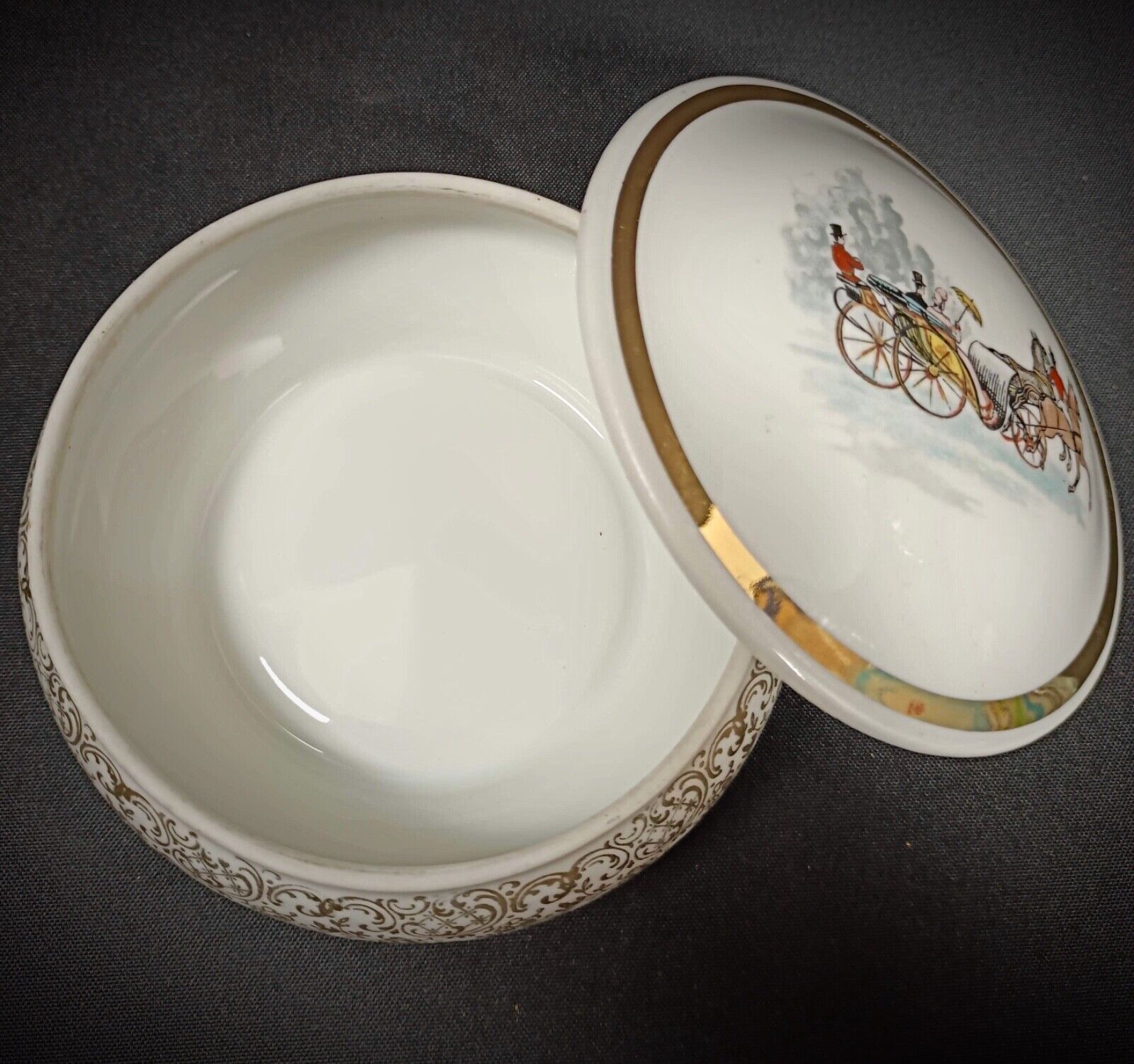 Vintage L.F. porcelain box — early 20th-century craftsmanship
