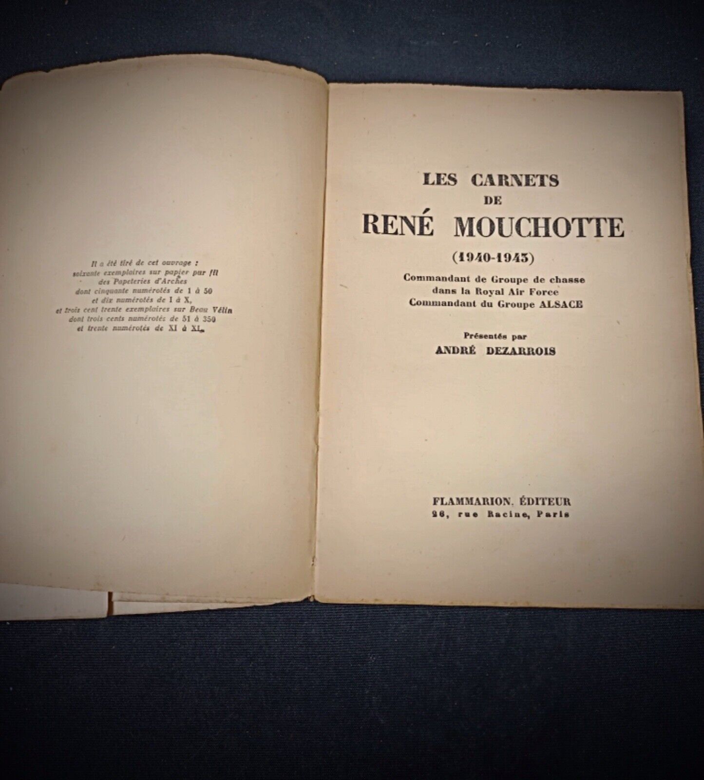 Vintage hardcover book Les Carnets de René Mouchote

