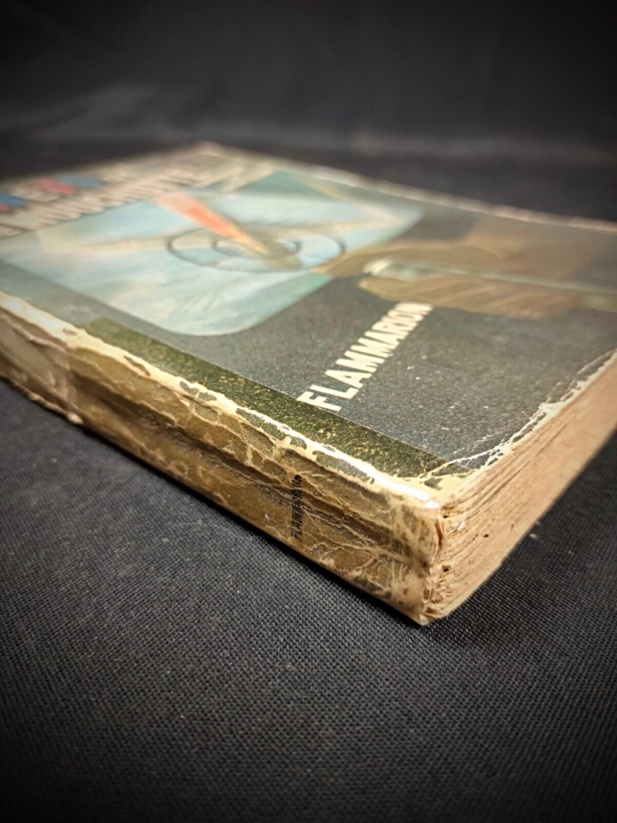 Side view of the worn spine on Les Carnets de René Mouchote

