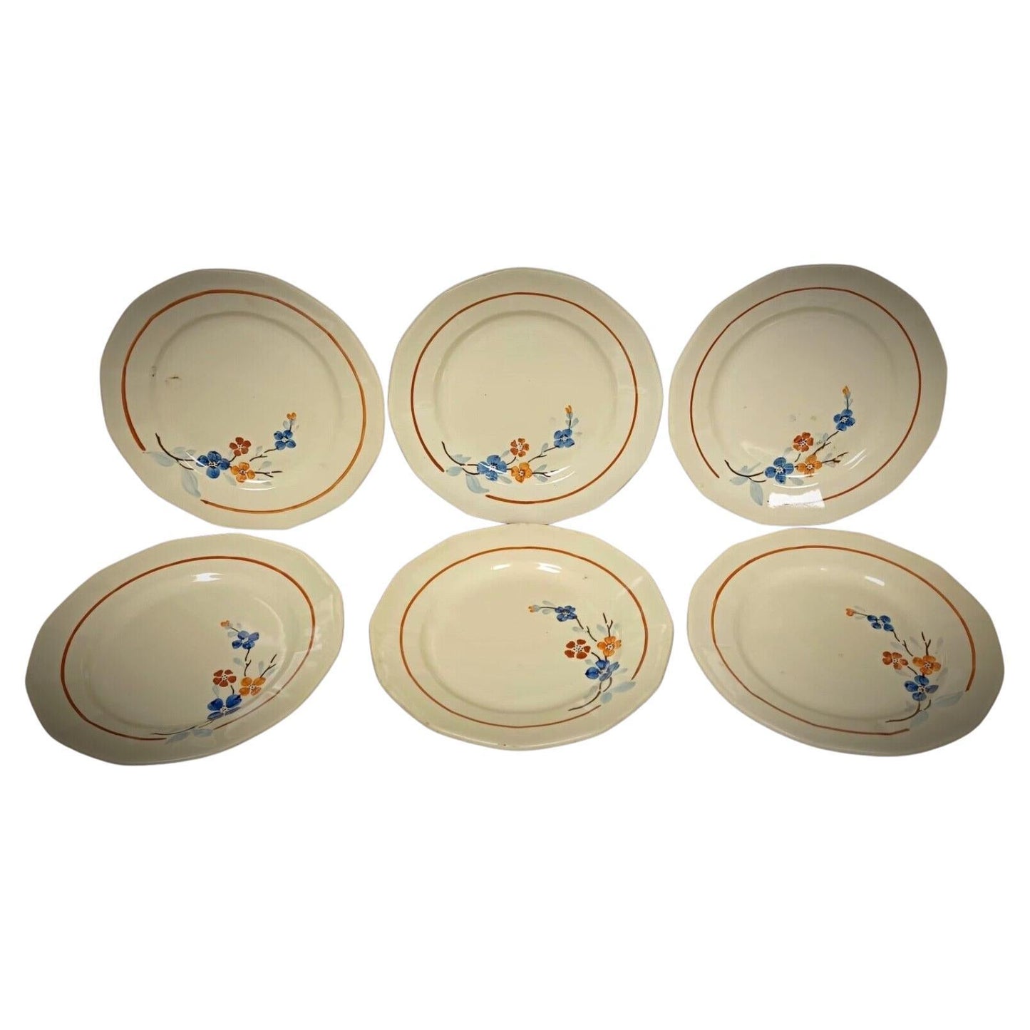 Vintage Sarreguemines plate with red rose and green leaves

