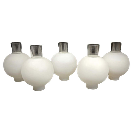 Round vintage opaline glass globe shade in milky white

