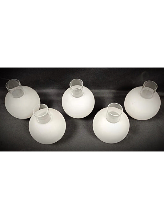 Hand-blown opaline sphere with subtle glass bubbles

