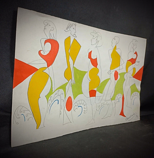Soft watercolor abstraction with studio stamp number 91

