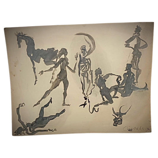 Jacques Courtade watercolor “La Mort Invitée” Number 72 full view

