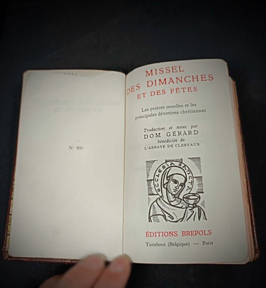 Close-up of missal spine and cover texture showing wear