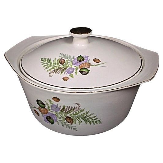 Antique floral faience soup tureen front view

