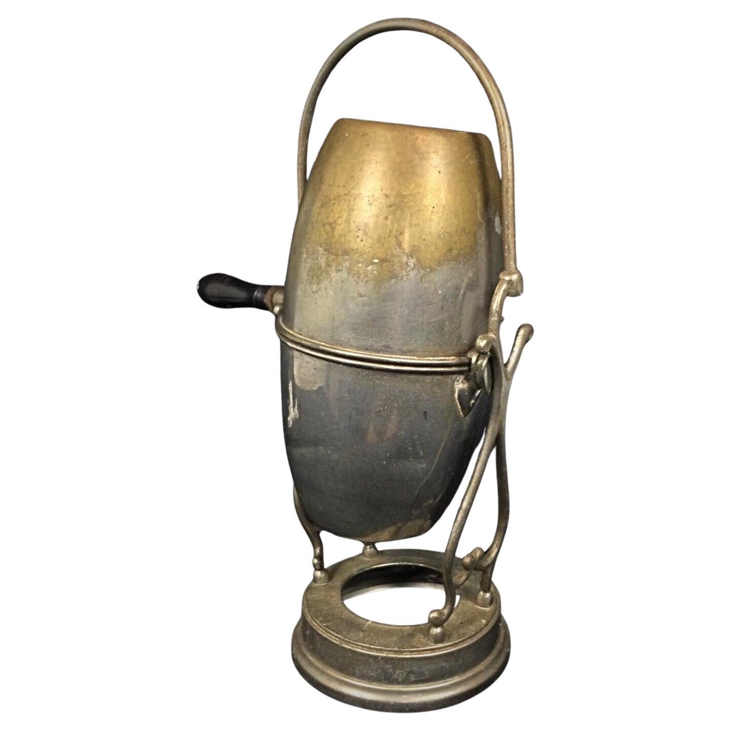 Antique Art Nouveau tilt coffee pot with intricate pierced ajouré design by maker L.C from the early 20th century, 13.2 inches tall