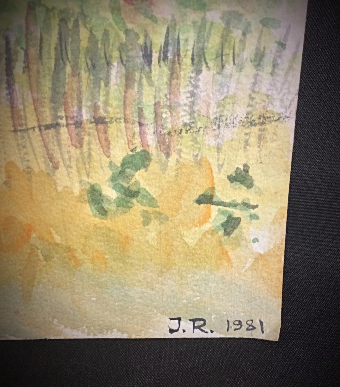 Vintage 1981 signed watercolor painting of nature scenery

