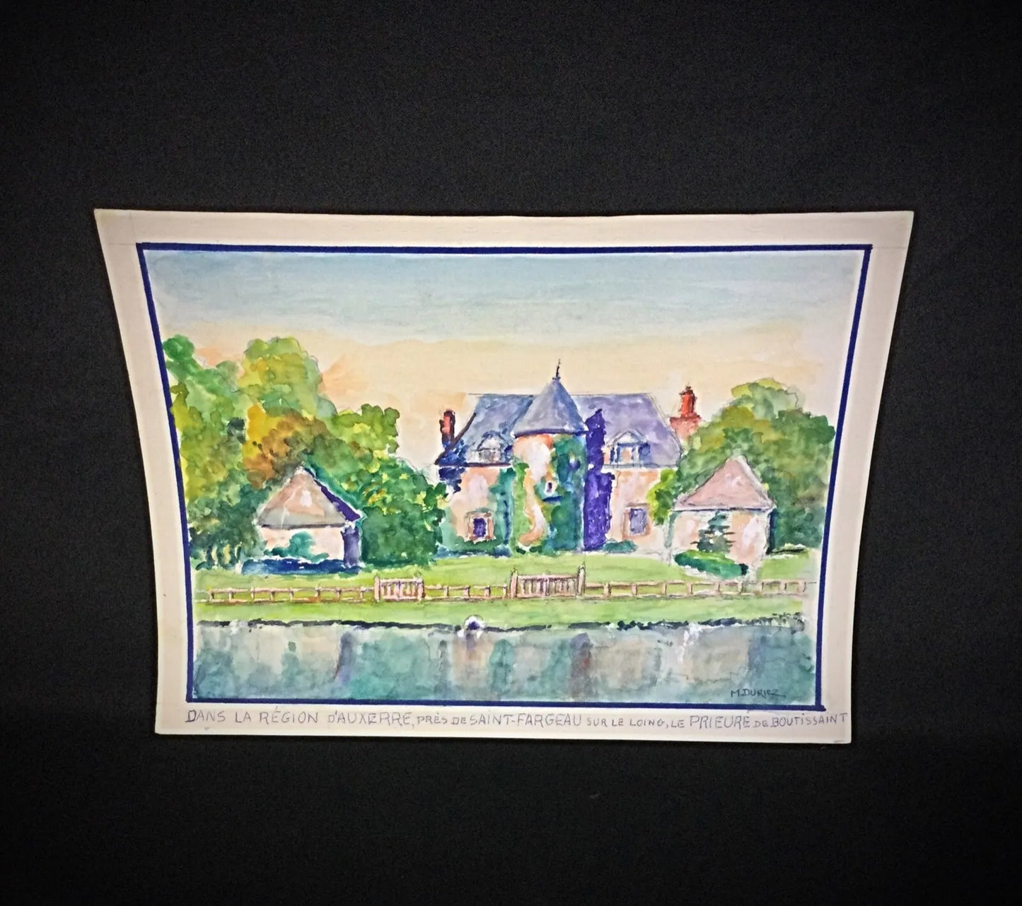 Original Duriez watercolor texture and paper detail with slightly bent corners and minor back stain

