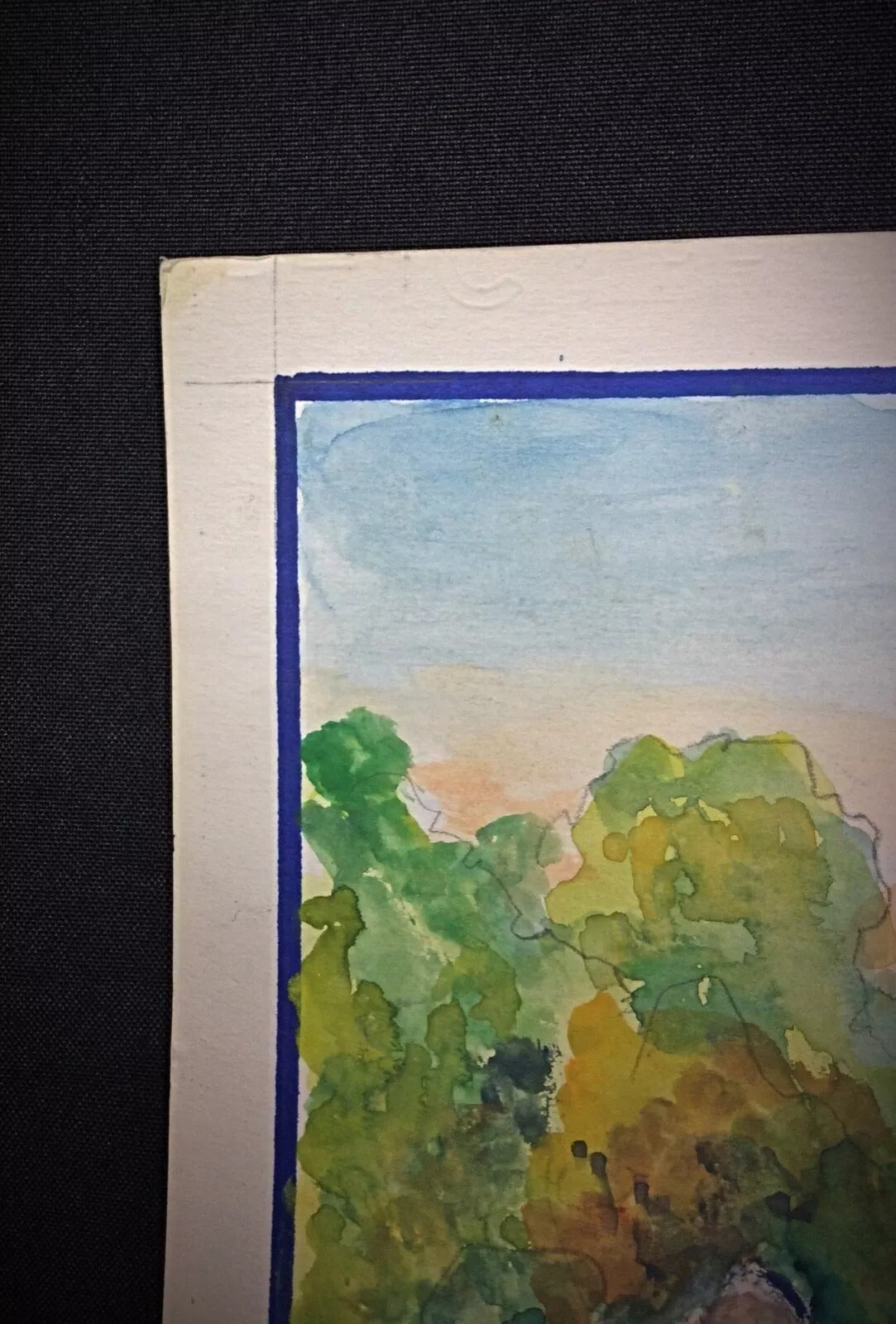 Serene landscape composition depicting the Auxerre region of France in watercolor by M. Duriez
