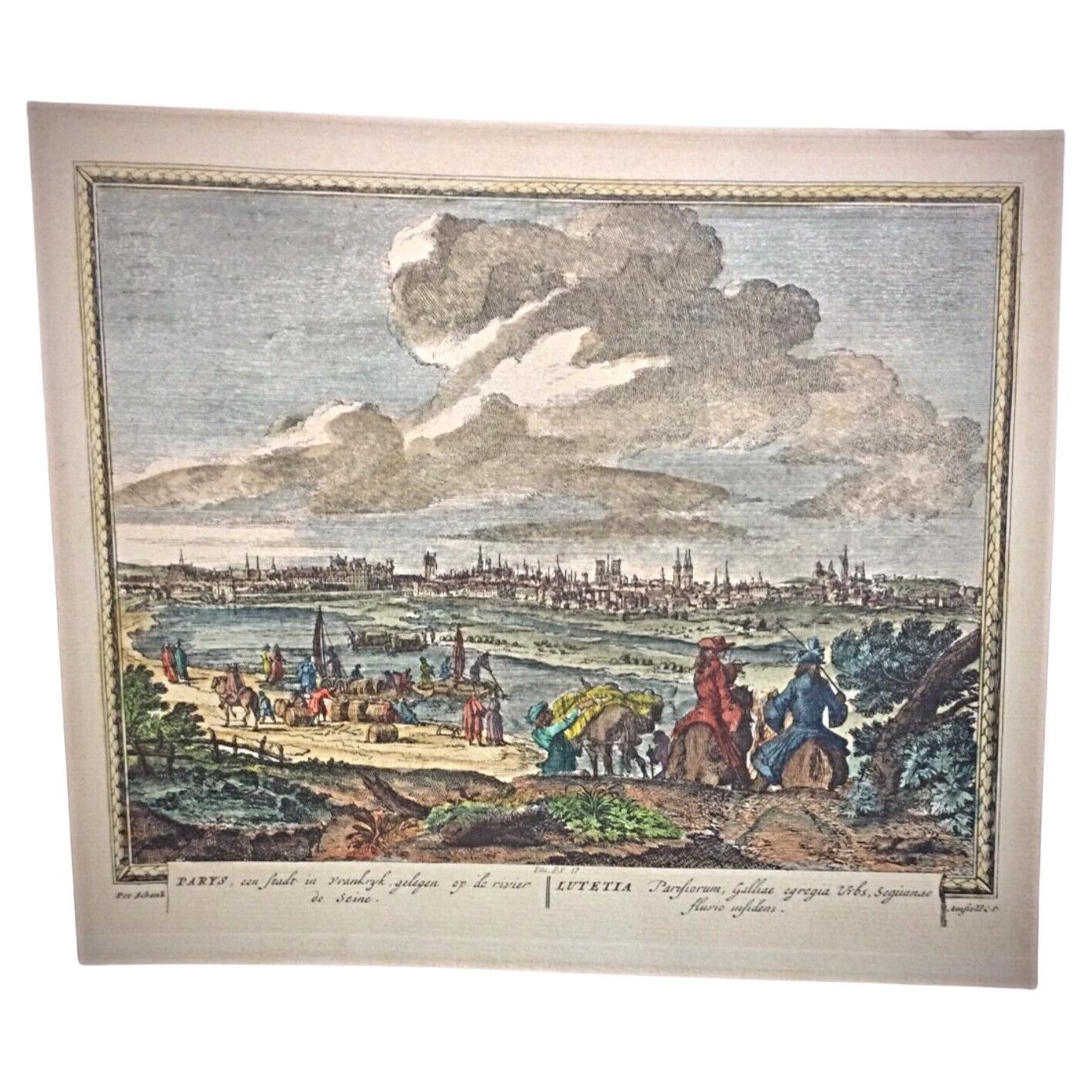 Early 20th century or earlier lithograph engraving by artist P. Schenk full view 9.45 x 11.02 inches

