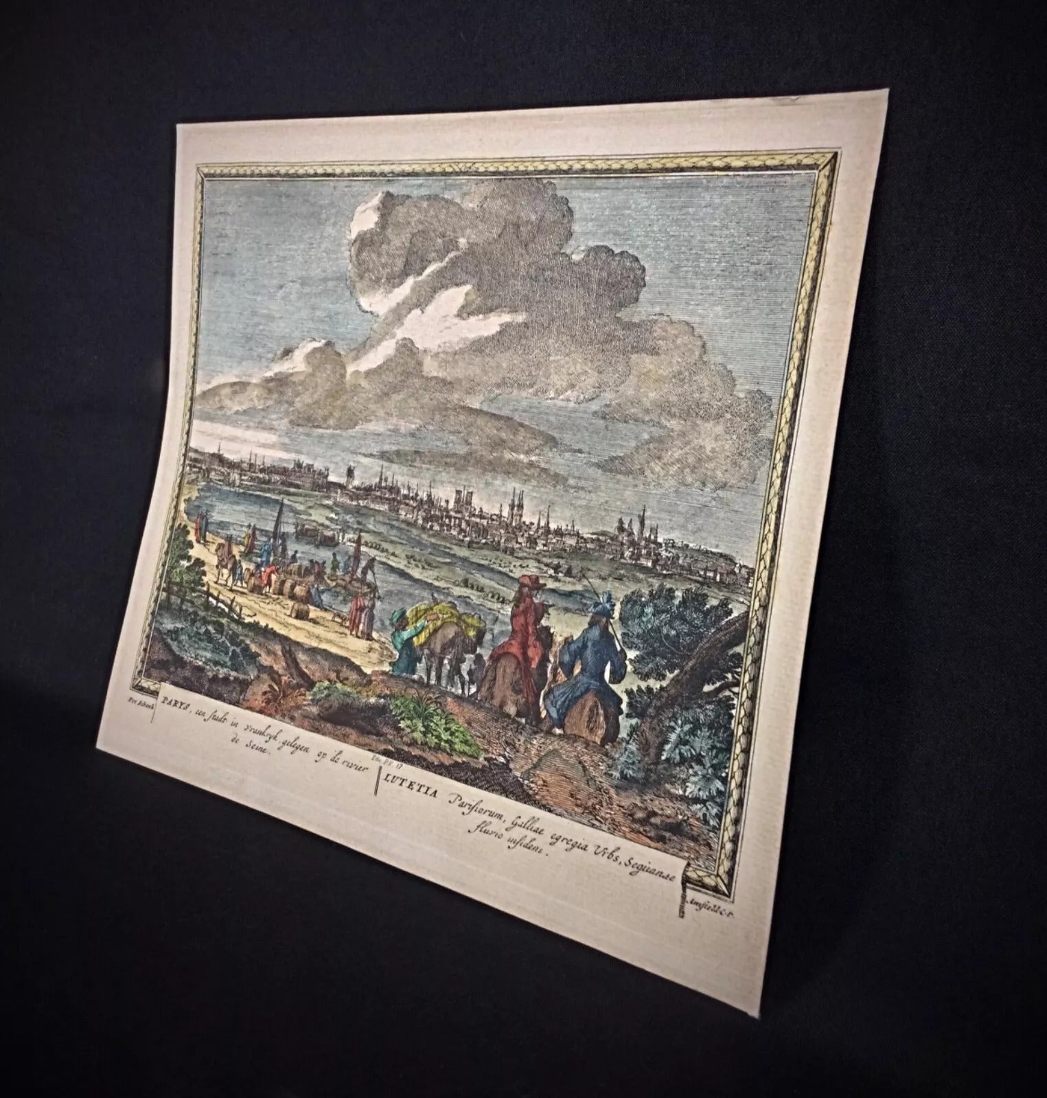 Close-up of antique lithograph or engraving showcasing craftsmanship of P. Schenk

