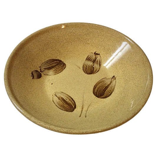Large Sarreguemines faience salad bowl with delicate tulip flower design

