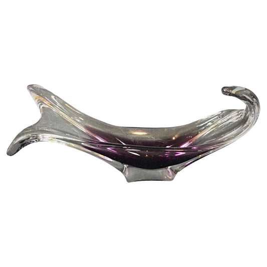 Murano-style violet-pink glass trinket dish
